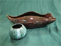 2 glazed pottery pieces - 15 " & 4 "