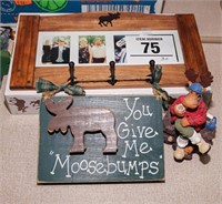 Moose picture frame, figurine & plaque