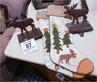 Heavy moose stocking holders w/ stockings (2)