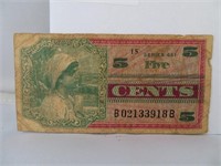 United States Military Payment Certificate 5 Cents