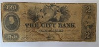 $2 The City Bank, Washington DC 6/10/1852