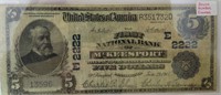 $5 First National Bank of McKeesport, Pennsylvania