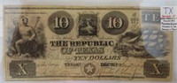 $10 The Republic of Texas, Austin, TX 1/27/1840