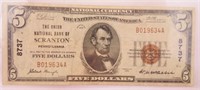 $5 The Union National Bank of Scranton, PA – 1929