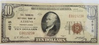 $10 The Farmers National Bank of Athens PA 1929