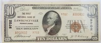 $10 The First National Bank of Lawrenceville PA