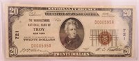 $20 The Manufacturer National Bank of Troy