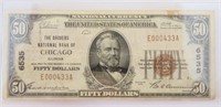 $50 The Drovers National Bank of Chicago, IL 1929