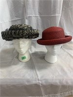 Pair Vintage Hats w/ Display