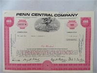 Penn Central Company stock certificate