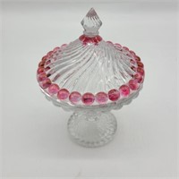 Vintage Westmoreland Style Cranberry Flashed Dish