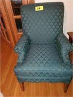 GREEN FABRIC CLAYTON MANOR ACCENT CHAIR