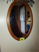OVAL WOOD TRIMMED WALL MIRROR