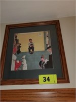 NORMAN ROCKWELL  WAITING AT THE VETS FRAMED PRINT
