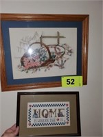 2 NEEDLEPOINT FRAMED WALL DECORATIONS