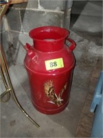 RED PAINTED  MILK CAN