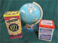 Globe, Ritz cracker 60th Anniv. Tin, Cadbury Tin