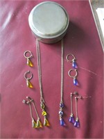 Yellow & purple necklace/earring sets