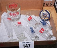 Assortment of Miller beer glasses
