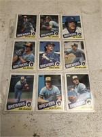 9 1985 Topps Brewers Baseball Cards Schroeder