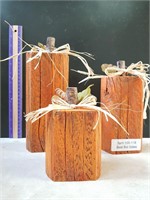Wood Pumpkin Set
