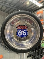 Route 66 Battery Operated Tyre Clock. 660mm