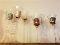Clear Glass Candle Holders W/ Candles