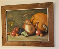 Signed Wood Frame Still Life Art - Damaged