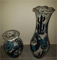 2 Pc Kokopeli Vase