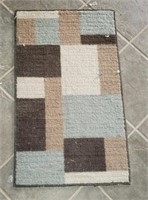 Teal/ Brown Rectangle Floor Mat