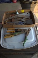 Box of Various Tin Snips & Tools
