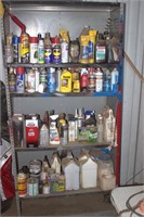 Metal Shelf with alll the Contents, WD-40, Paint,