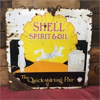 Early Shell Spirit & Oil Enamel Sign -Metters Syd