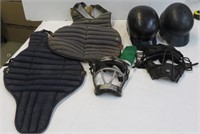 Baseball-helmets-chest protectors-masks - 6 items