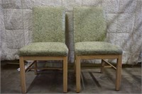 Side chairs, green upholstery