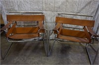Leather/metal armchairs