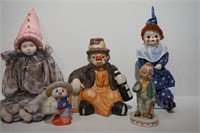 5 pc decorative clowns/ One music box