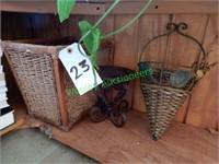 Wicker Basket, Candle Holder and Wall Hanging