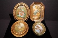 4 pieces small framed art