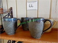 Lot of (4) Ceramic Mugs in Group - Textured