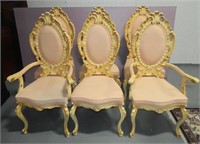Set of Six Heavily Carved French Dining Chairs