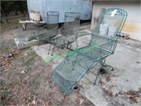 (2) Outdoor Metal Chairs and Outdoor Lounge Chair