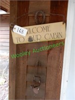 Cabin Sign and Rustic Metal Items
