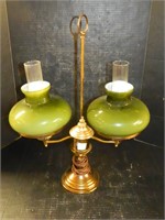 Double Student Lamp with Green Shades