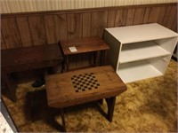 (3) Wood Tables & 1 Shelf Unit