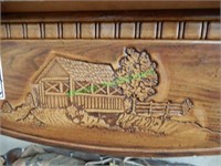 Wood Table with Country Scene
