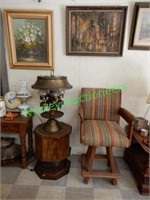 Vtg Chair, Table, Lamp, (2) Framed Art
