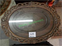 End Coffee Table Hand Carved Wood Eagle Oval Glass