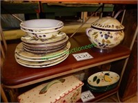 Set of Serving Pot & Ladel, Plates, Bowls