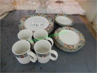 Matching Pattern Dishes, Bowls, Cups in Group
